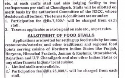 Allotment of Crafts Stalls & Food Stalls