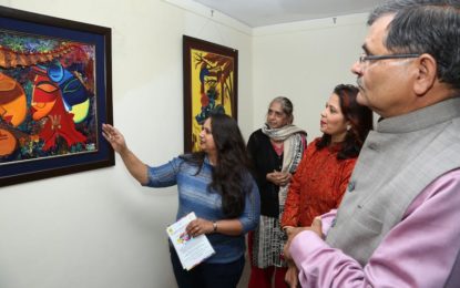 Day-1st of painting exhibition & workshop ‘Vision-27’ organised by NZCC at Kalagram