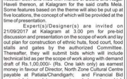 9th Chandigarh National Crafts Mela- Expression of Interest dated 13-09-2017