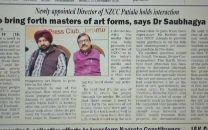 Prof Saubhagya Vardhan, first visit to Jammu and Kashmir after taking charge of Director, NZCC, Patiala