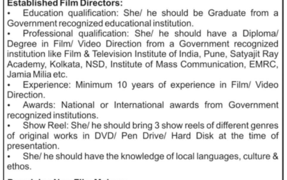 Expression of Interest regarding Research based Documentary Films.