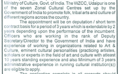 Advertisement for the Post of Director, WZCC