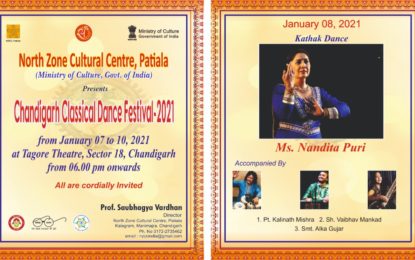 Chandigarh Classical Dance Festival-2021″ from January 07 to 10, 2021 at Chandigarh