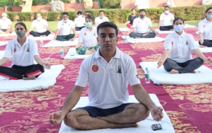 Celebration of International Day of Yoga on today June 21, 2021 at Kalagram, Chandigarh
