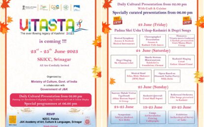 VITASTA: The Festival of Kashmir from June 23 to 25, 2023 at SKICC, Srinagar