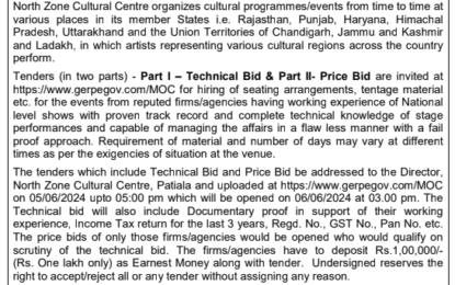 E-Tender for hiring Seating and Tentage Material