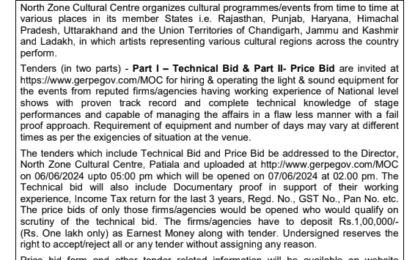 E-Tender for hiring Light and Sound Equipment